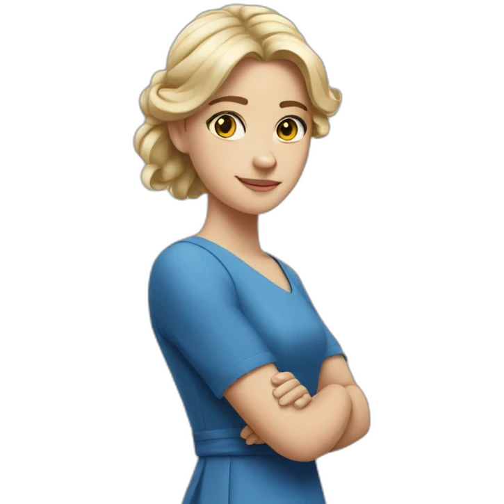 the white girl in the blue dress crossed arms emoji