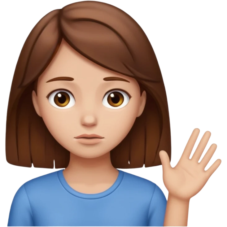 Girl with brown hair saying no sorry  emoji