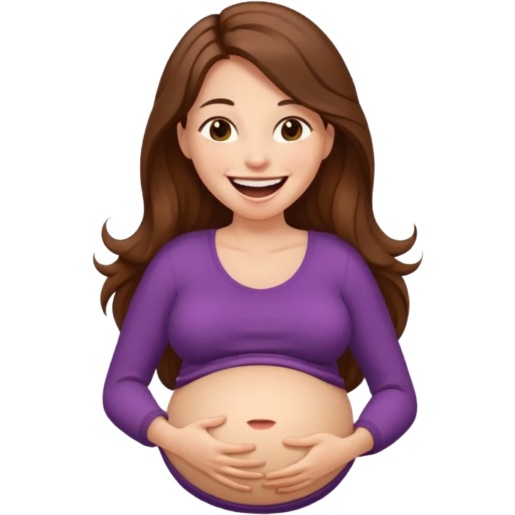 Long brown hair woman laughing so hard that she’s holding her belly emoji