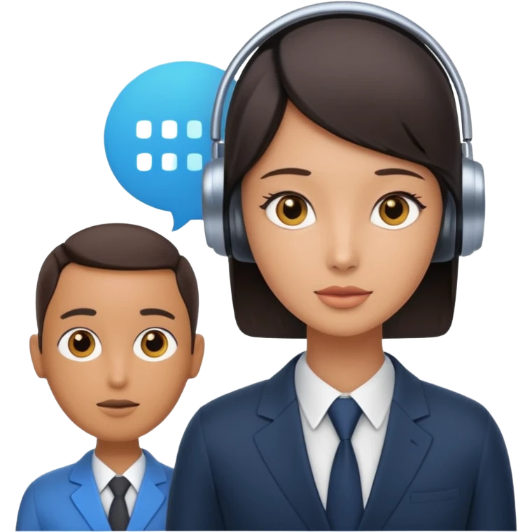 ai agent (llm model, ai chatbot) is communicating with human, human is asking in natural language and ai agent is thinking in his own language, answering back in natural language, giving help of using some hard system  emoji