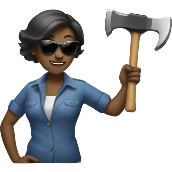 woman with sunglasses weilding a claw hammer emoji
