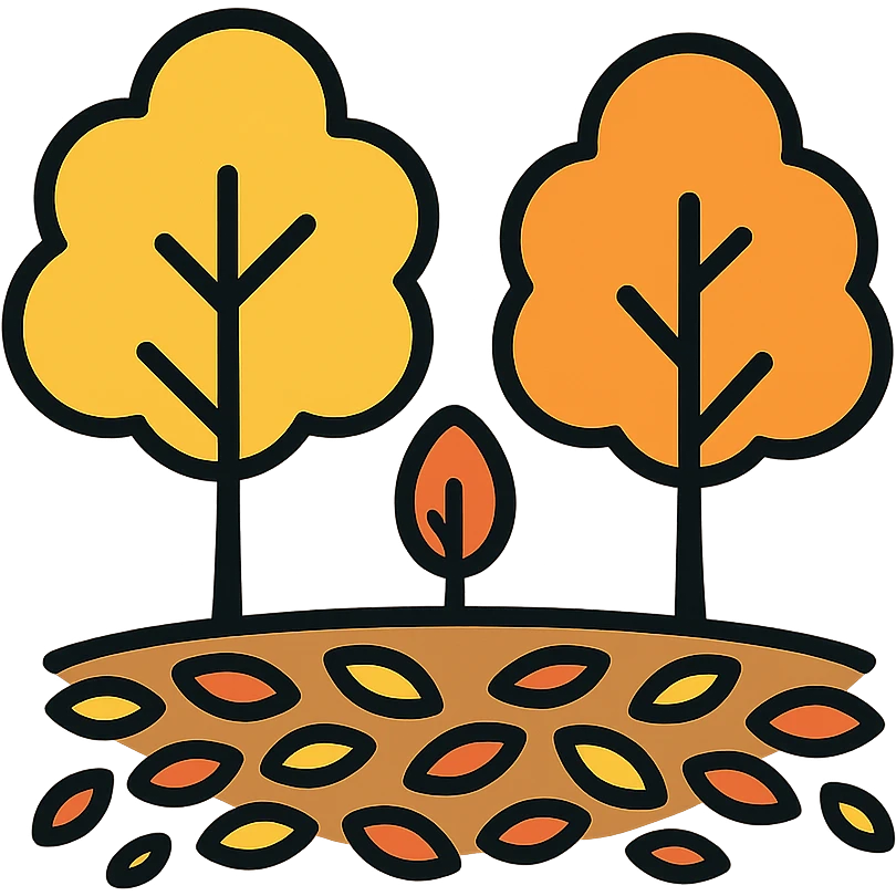 autumn fall scene with trees and a carpet of colorful leaves emoji