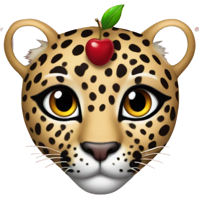 Leopard heart with cherry  emoji