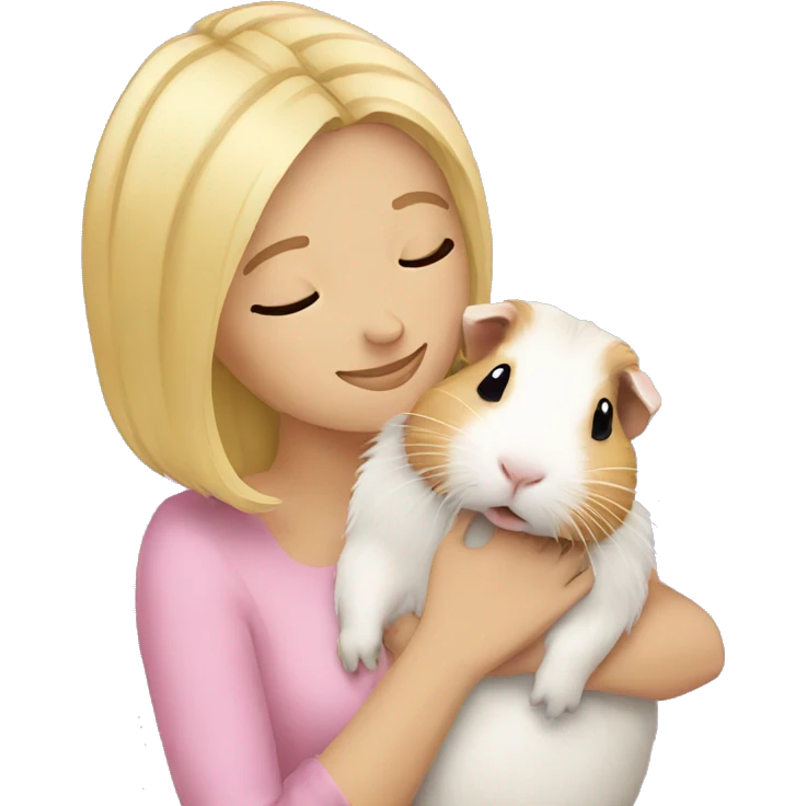 Blonde Woman hugging a guineapig emoji