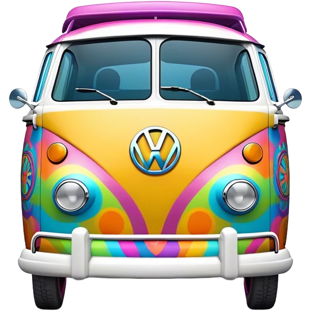 3D, psychedelic colored hippie style Volkswagen  emoji