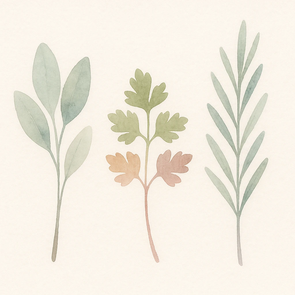 herbs, realistic watercolor style emoji