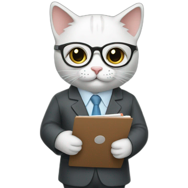 Kitty therapist in blazer with clipboard and glasses emoji