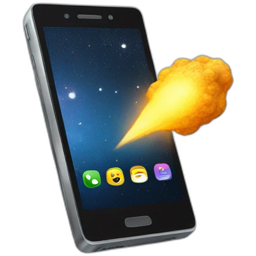 a smartphone like a meteor emoji