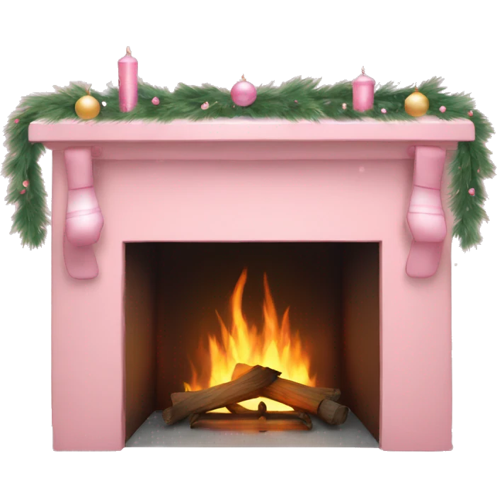 Pastell pink asthetic clean Christmas fireplace  emoji