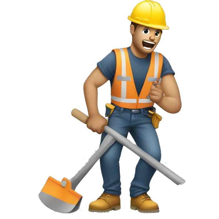 contruction worker breaking things emoji