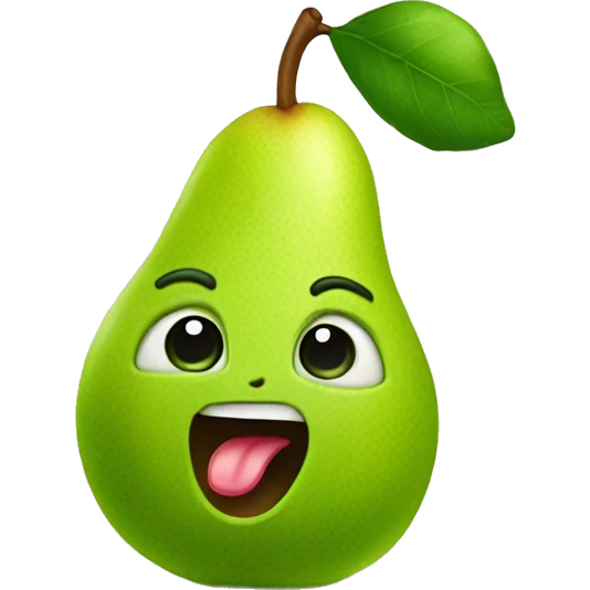 Green Cute pear with tongue emoji