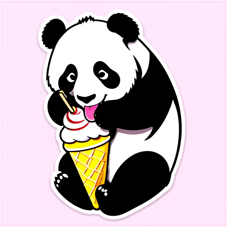 Panda eating ice cream emoji