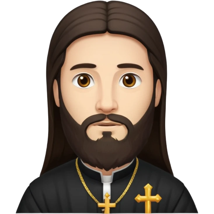  orthodox priest with dark brown long hair and beard   emoji