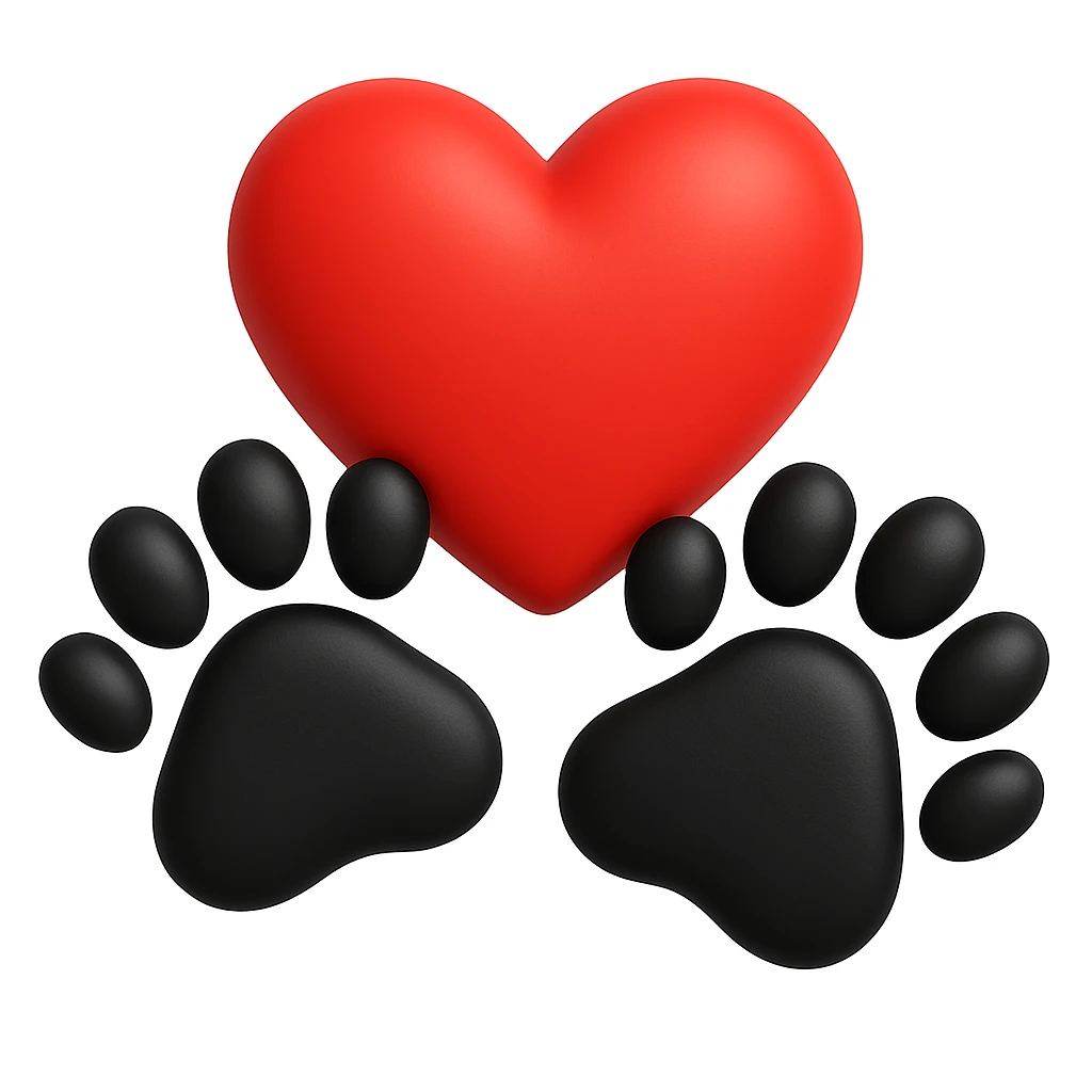 Make the puppy paws black, keep the heart and original style (original style was microsoft style 3d fluent emojis) emoji