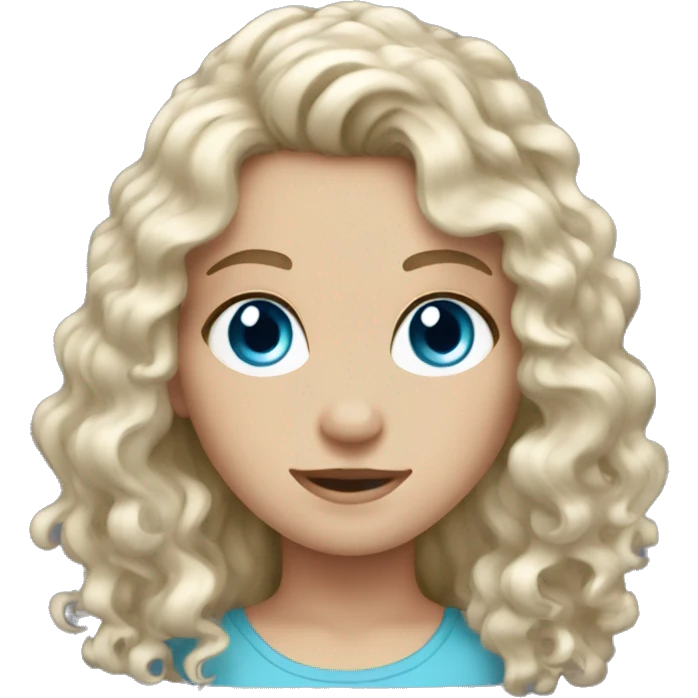 white girl with long curly hair blue eyes emoji