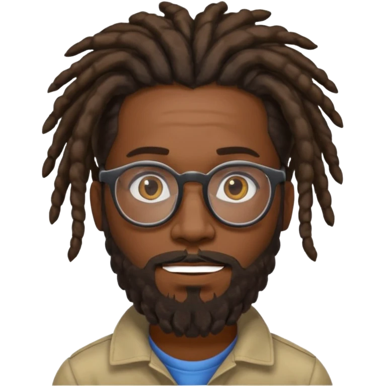 Black guy with dreadlocks and a beard glasses emoji