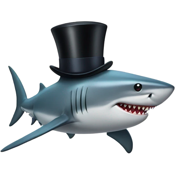 Shark with a top hat emoji
