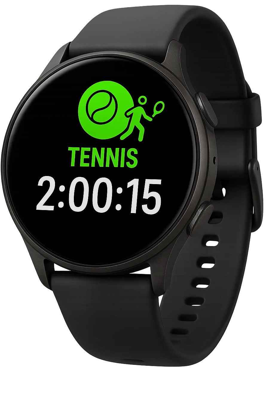 smartwatch con modalità attiva di tennis che segna 2 ore di tennis, REALISTICA 4K emoji
