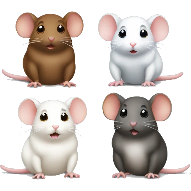 Three differently colored rats one white one grey one brown gossiping emoji
