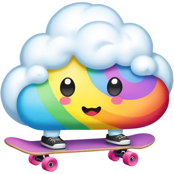 rainbow kawaii Poop cloud skateboarding  emoji