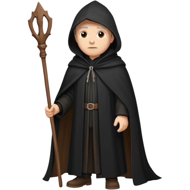 A wandering philosopher in a long black cloak with a staff emoji