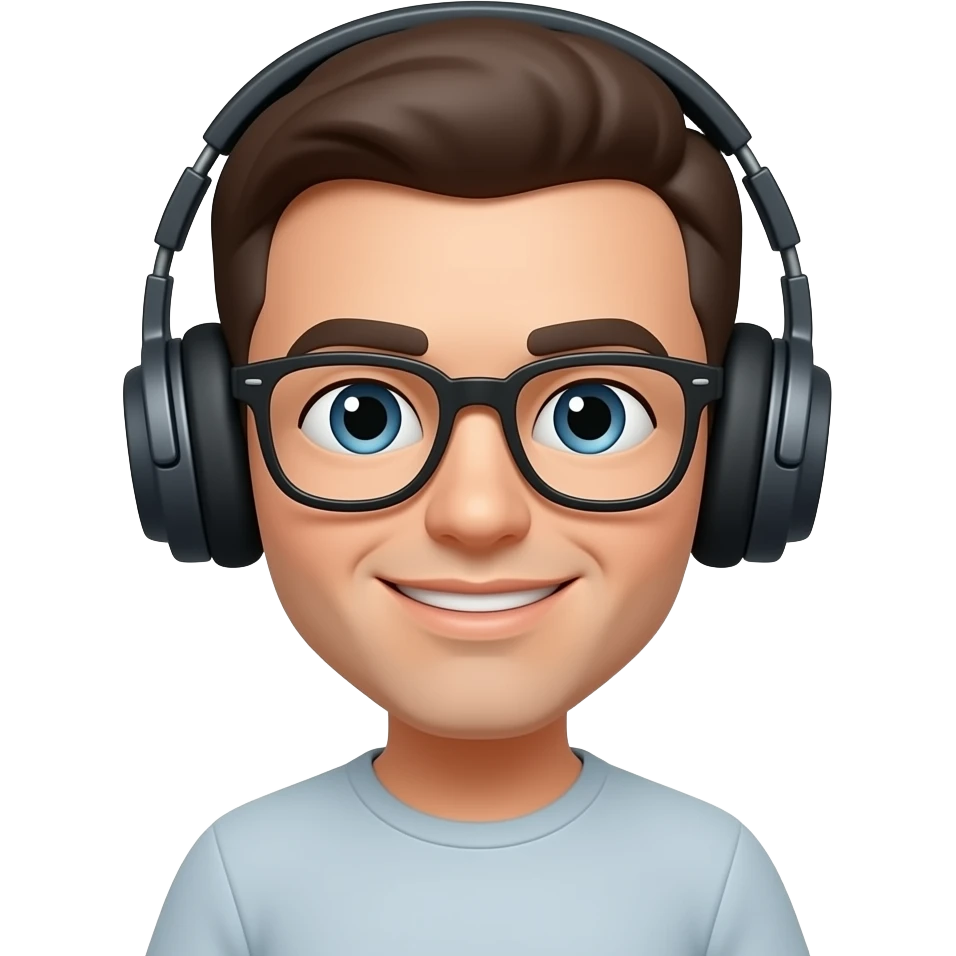 rostro  con lentes y audifonos emoji