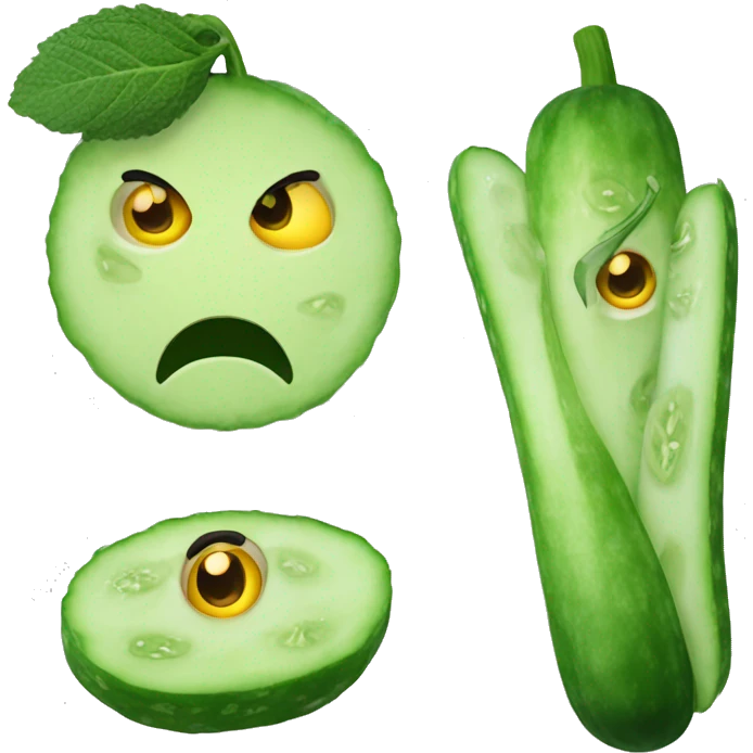 Emoj with cucumber on eyes emoji