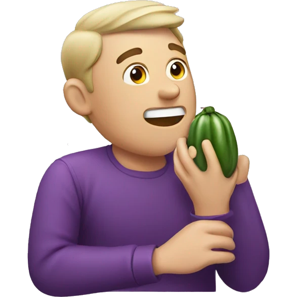 Guy eating eggplant emoji