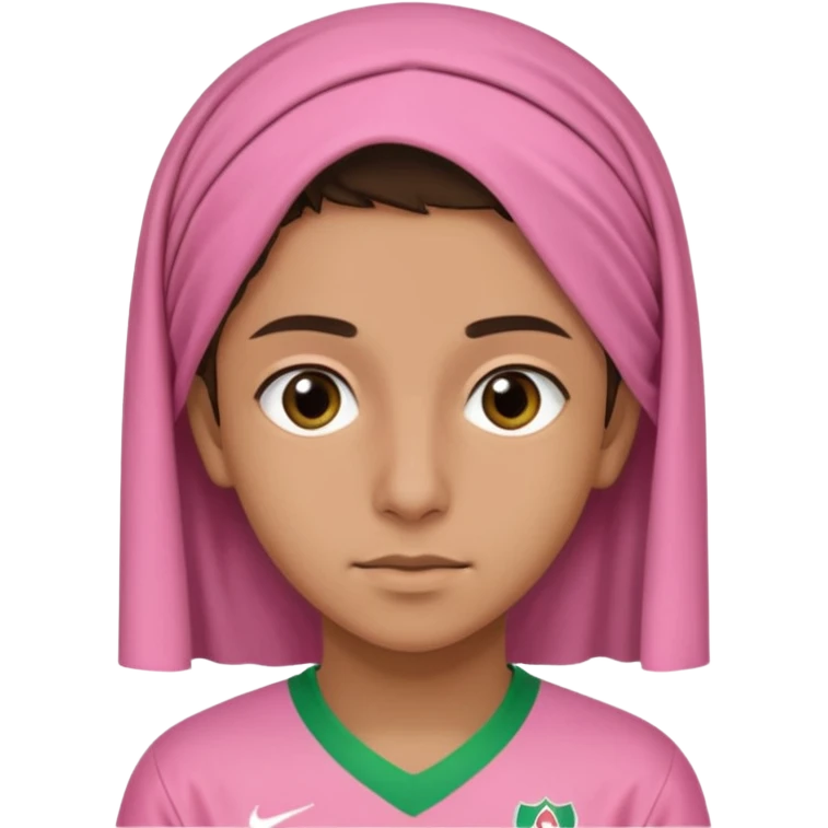 Adolecent arabe avec coupe plaquer sur le coté maillot de lalgerie rose emoji