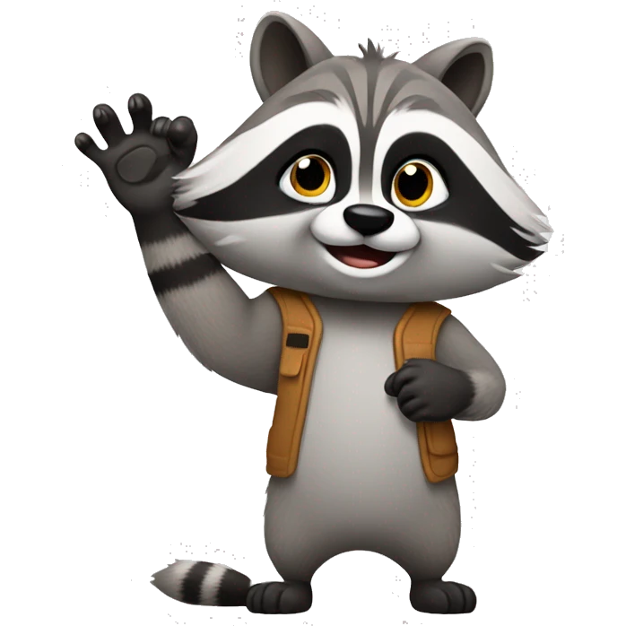racoon with one paw raised emoji