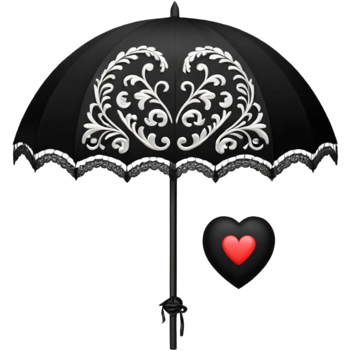 heart with a black lace parasol emoji