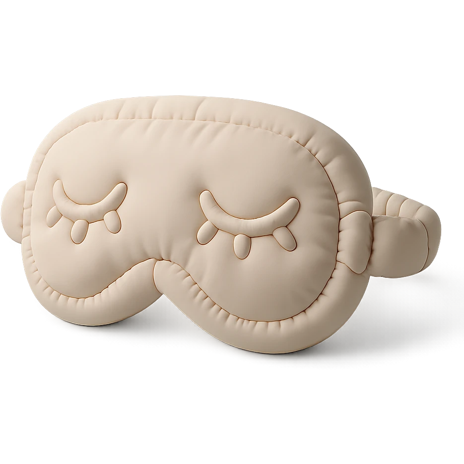 cute sleep eye mask with soft, plushy texture in cushion style emoji