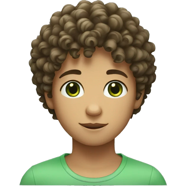 Boy with curly hair and green eyes emoji