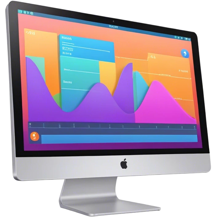 Create an emoji for animation and motion design. Show a computer monitor displaying the animation creation process, with a timeline, keyframes, and motion effects. Use modern, vibrant colors. No emojis or smiley faces. Transparent background. emoji