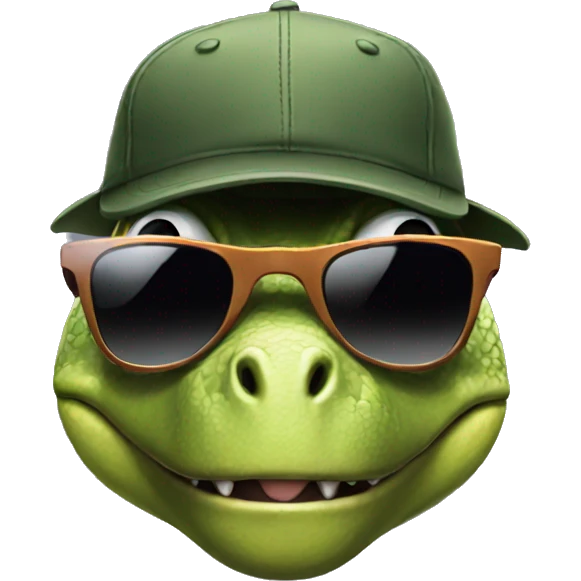 dinosaur wearing sunglasses and a cap emoji
