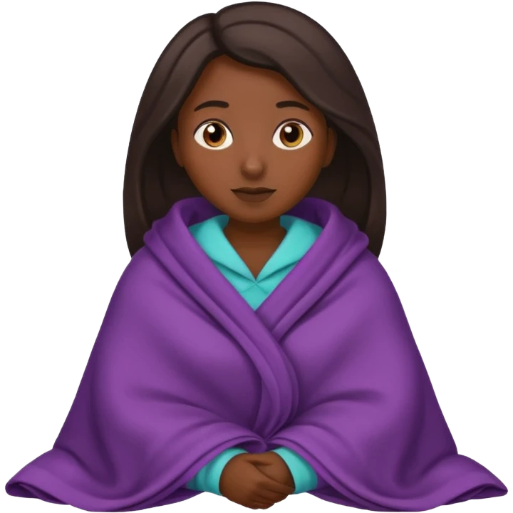 dark skin woman with tucked blanket emoji