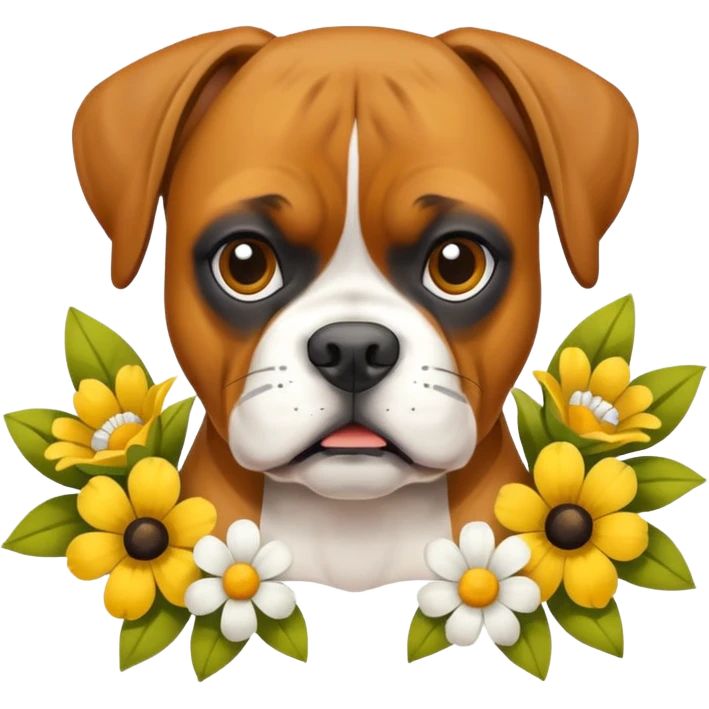 Boxer dog named daisy like the flowers  emoji