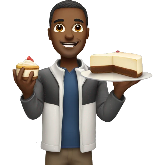 man in newyork with cheesecake emoji