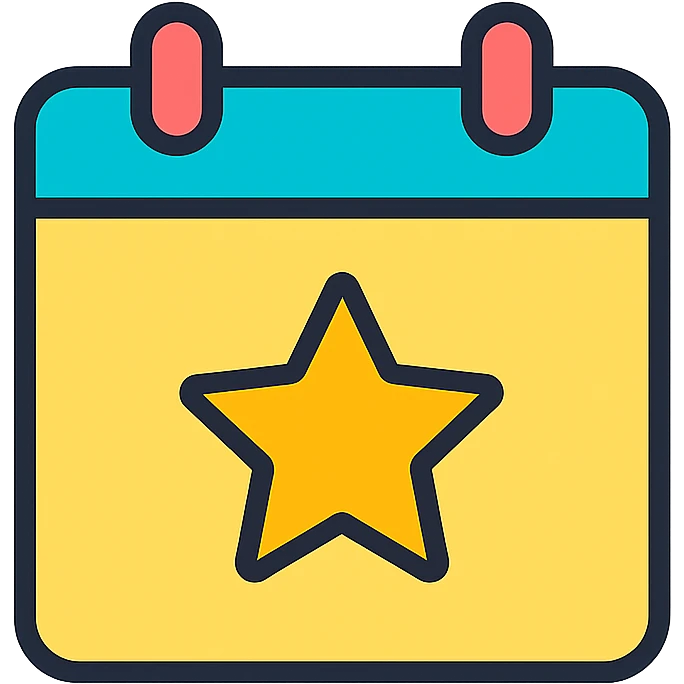 clean modern icon style calendar with a star emoji