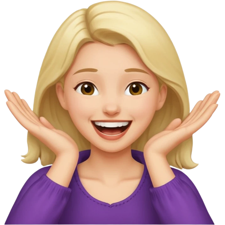 girl grabbing neck with both hands laughing emoji