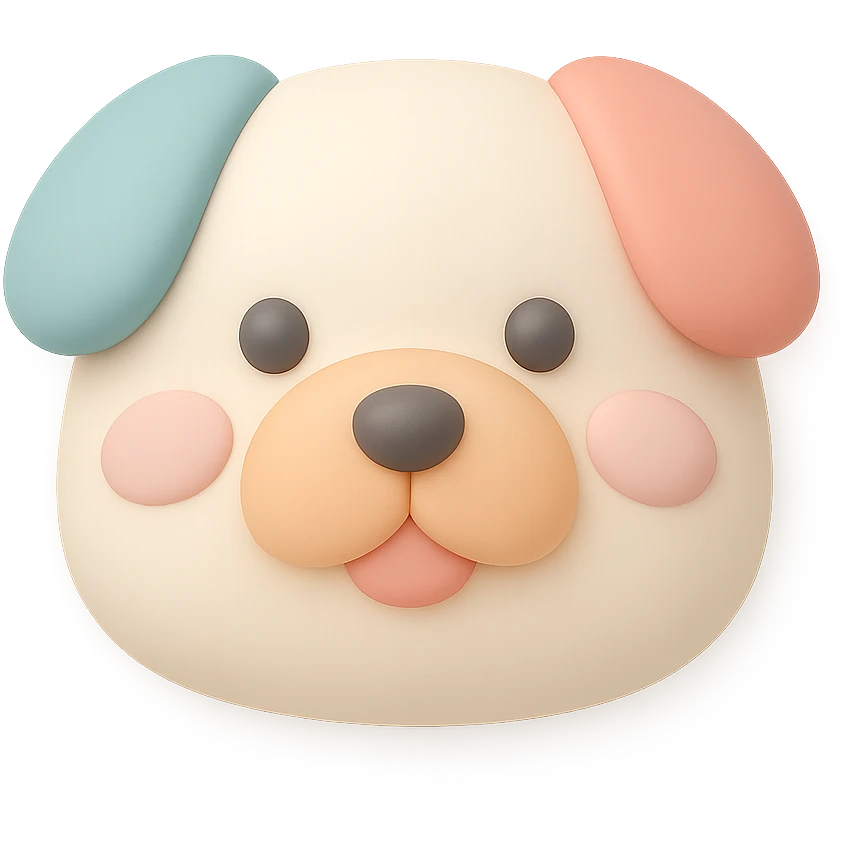 dog face, mochi illustration style emoji