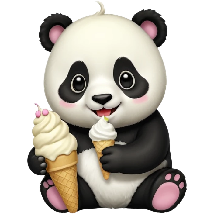 Panda eating ice cream emoji