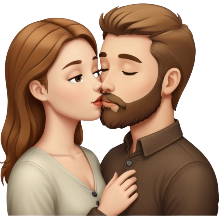 Light brown haired man with beard kissing woman emoji