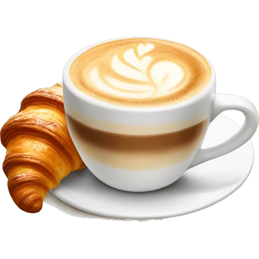 Cup of cappuccino with croissant emoji