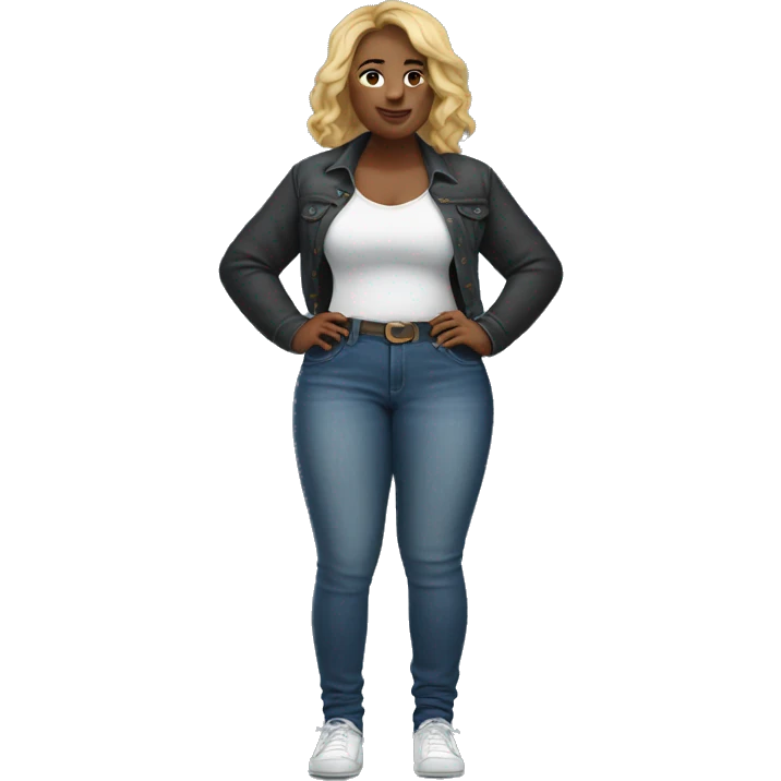 thicc Caucasian woman in jeans emoji