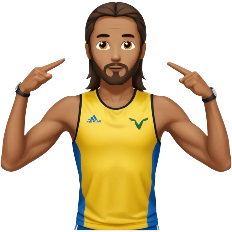 jesus in adidas clothes looking cool doing Usain bolt's move emoji