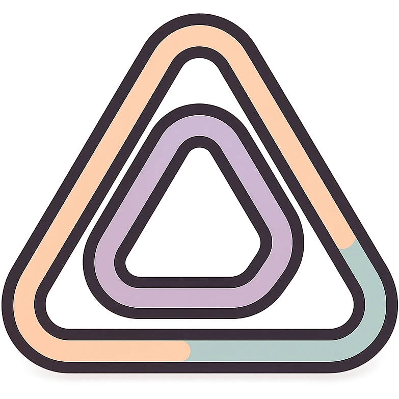triangle-shaped paperclip for documents, icon-color-outlined style, thin clean contours, soft rounded shapes, pastel palette #98B5BC, #B5B3C1, #C9A3C9, #E4C0CA, #F7DCD1, #F7C0AA, detailed shadows and highlights, soft lighting, no background emoji