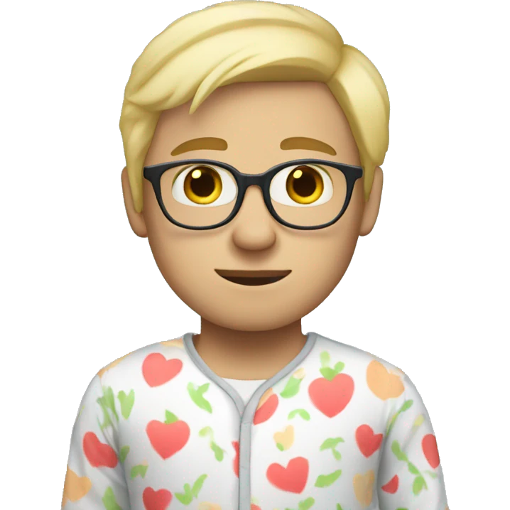 White Nerd with blonde hair in pajamas emoji