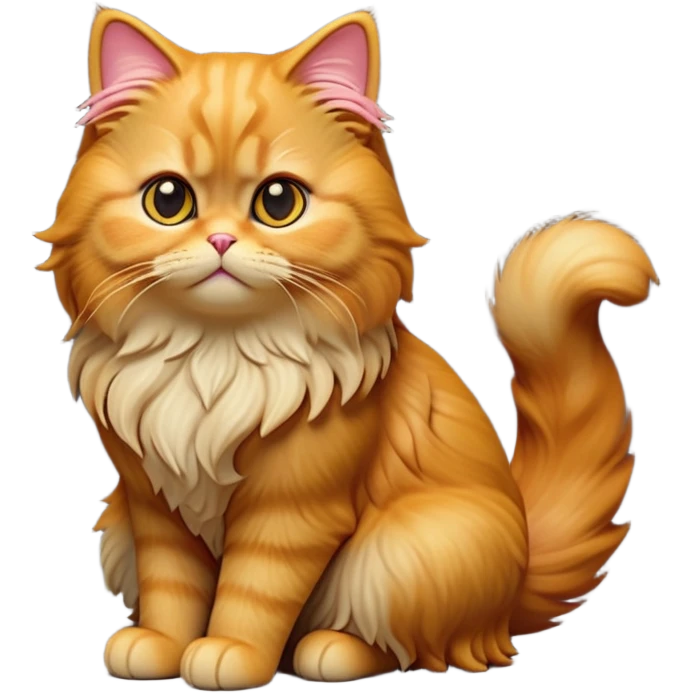 cinematic-[ginger persian cat]-realistic-full-body-sitting-emoji,-tail-curled-playfully-around-its-paws,-head-tilted-dramatically,-fluffy-[ginger]-fur,-simplified-yet-realistic-focused-features,-highly-detailed,-glowing-with-an-almost-sarcastic-glow emoji