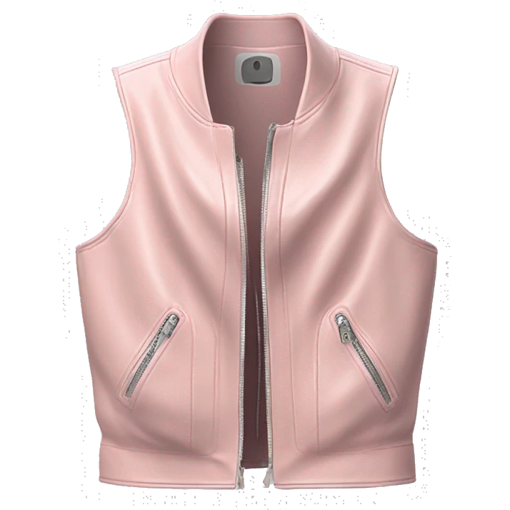 Realistic isolated pair of pastel pink open zip up leather fashion vest. emoji